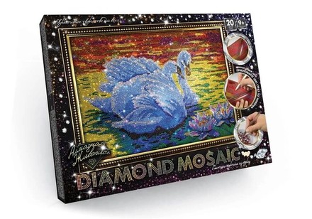 Набор для творчества Danko Toys DIAMOND MOSAIC алмазная мозаика Пара лебедей (DM-01-02)