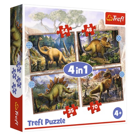 Пазли Trefl 4в1 Цікаві динозаври (34383)