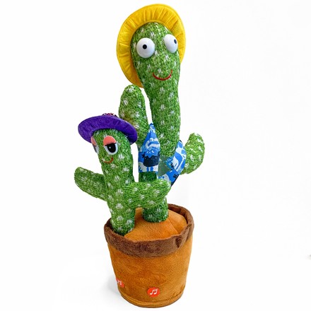 Інтерактивна іграшка Dancing Cactus TikTok Танцюючий та співаючий кактус повторюшка з дитиною (AA2568)