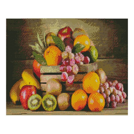 Картина по номерам с алмазной мозаикой Стратег Ящик с фруктами 40х50см (FA10345)