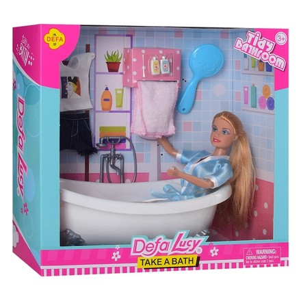 Кукла Defa Lucy Ванная комната с аксессуарами голубая 29 см (8444BL)