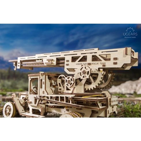 Механічний 3D пазл UGEARS Вантажівка-Пожежна драбина (70022)