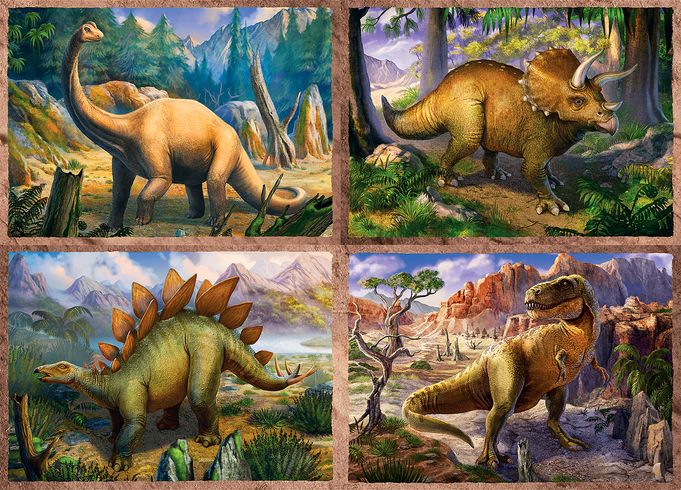 Пазли Trefl 4в1 Цікаві динозаври (34383)