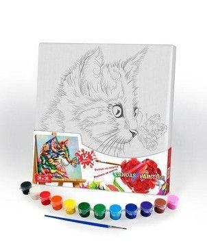 Картина розпис на полотні Danko Toys Кольоровий кіт 31х31см (PX-05-09)