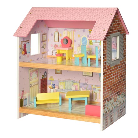 Будиночок для ляльки дерев'яний 2 поверхи з меблями (MD2048)