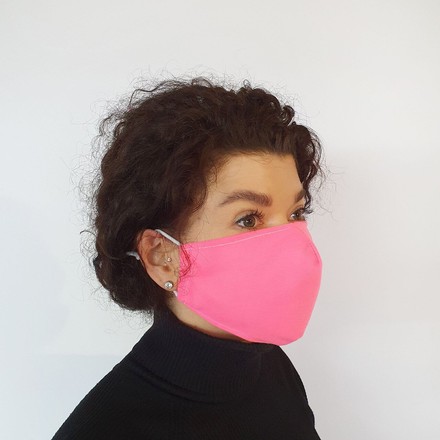 Маска захисна на обличчя багаторазова 2х шарова рожева (М2005)