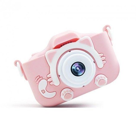 Детский цифровой фотоаппарат в чехле кошка розовый (GMBL-38PN)