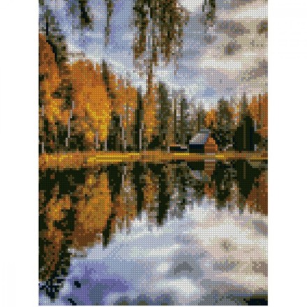 Картина по номерам с алмазной мозаикой Стратег Осень над озером 30х40см (HX139)