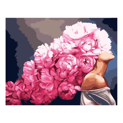 Картина для рисования по номерам Стратег Девушка с розовыми пионами 40х50см (VA-2533)