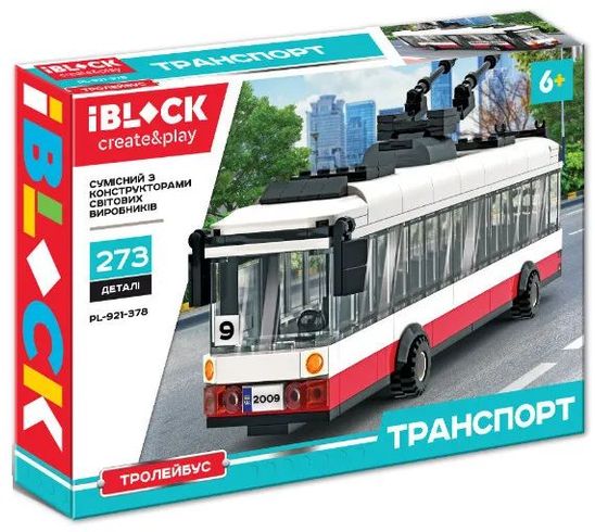 Конструктор IBLOCK Транспорт Тролейбус 273 дет (PL-921-378)