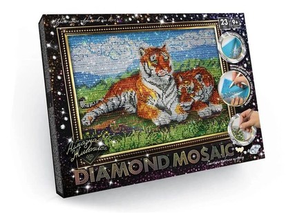Набір для творчості Danko Toys DIAMOND MOSAIC алмазна мозаїка Тигри (DM-01-07)