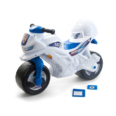 Толокар Orion поліцейський мотоцикл з каскою біло-синій (OR501B2WH)