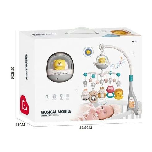 Мобіль для ліжечка Baby Bell Bear карусель з брязкальцями із музичним супроводом рожева (6048PN)