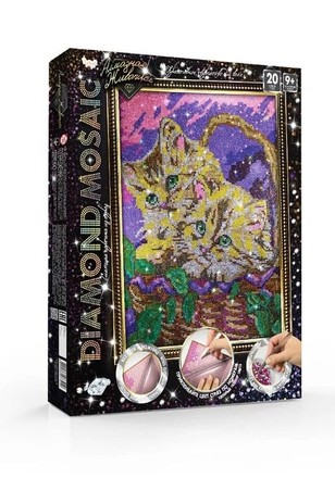 Набор для творчества Danko Toys DIAMOND MOSAIC алмазная мозаика Котята (DM-01-10)