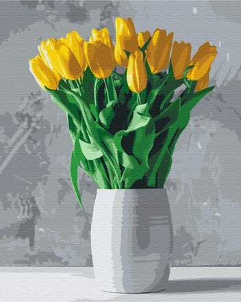 Картина для малювання за номерами Brushme Букети із жовтих тюльпанів 40х50см (BS52639)