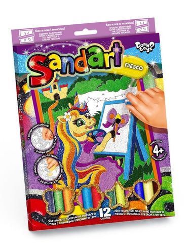 Набір для творчості Danko Toys фреска з кольорового піску SandArt Єдиноріг за мольбертом (SA-02-02U)