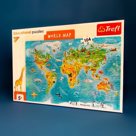 Пазли навчальні Trefl Карта світу 104шт. (англ.) (15570)