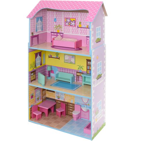 Домик для куклы 3 этажа деревянный с мебелью (MD2202)