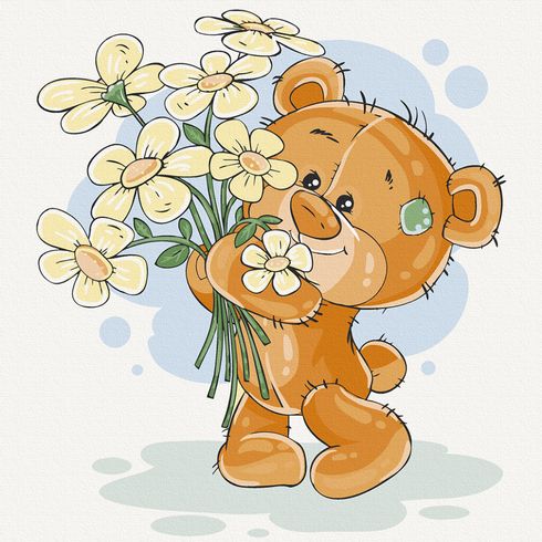 Картина для рисования по номерам Art Craft Медвежонок с цветами 30х30см (15529-AC)