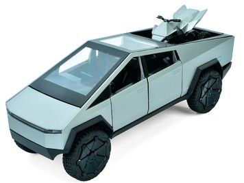 Коллекционная машинка АвтоСвит Tesla Cybertruck металлическая инерционная с киберциклом 1:24